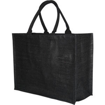 Image of Large Black Jute Bag With 40cm Cotton Web Handles