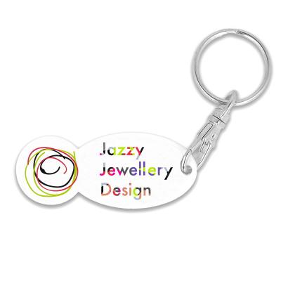 Image of Recycled OLD £ Trolley Stick Oval Keyring